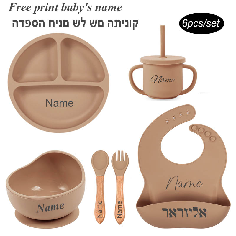 Silicone Suction Bowl - 6Pcs Baby Fütterung Set Kostenloser Personalisierte