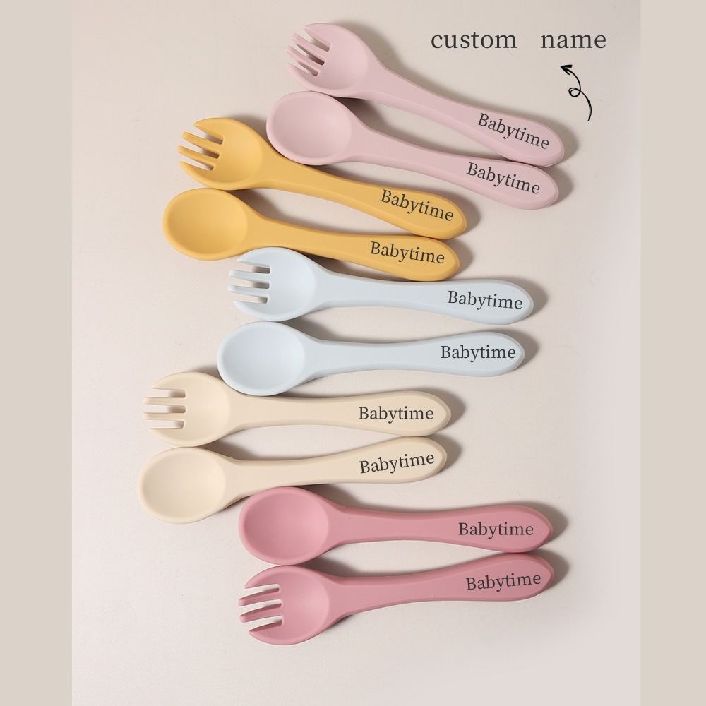 Baby Food Bites - Personalisiertes Set: 1 Paar Silikon-Löffel und